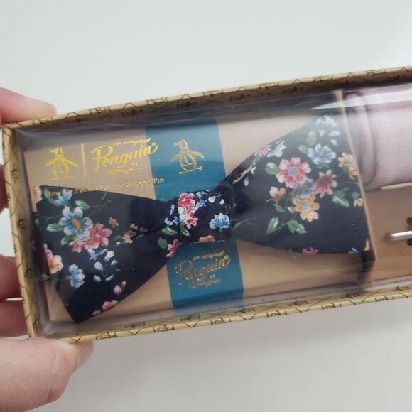 Original Penguin Navy Floral Bow Tie Suit Set - Picture 3 of 5